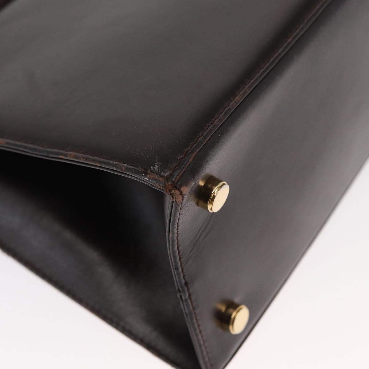 Salvatore Ferragamo Vala Hand Bag Leather 2way Brown Gold Auth BA8398