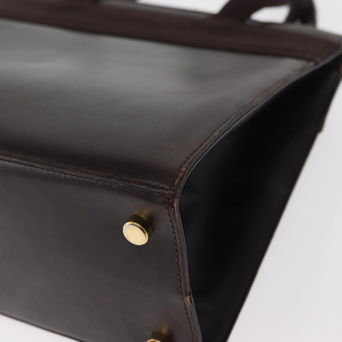 Salvatore Ferragamo Vala Hand Bag Leather 2way Brown Gold Auth BA8398