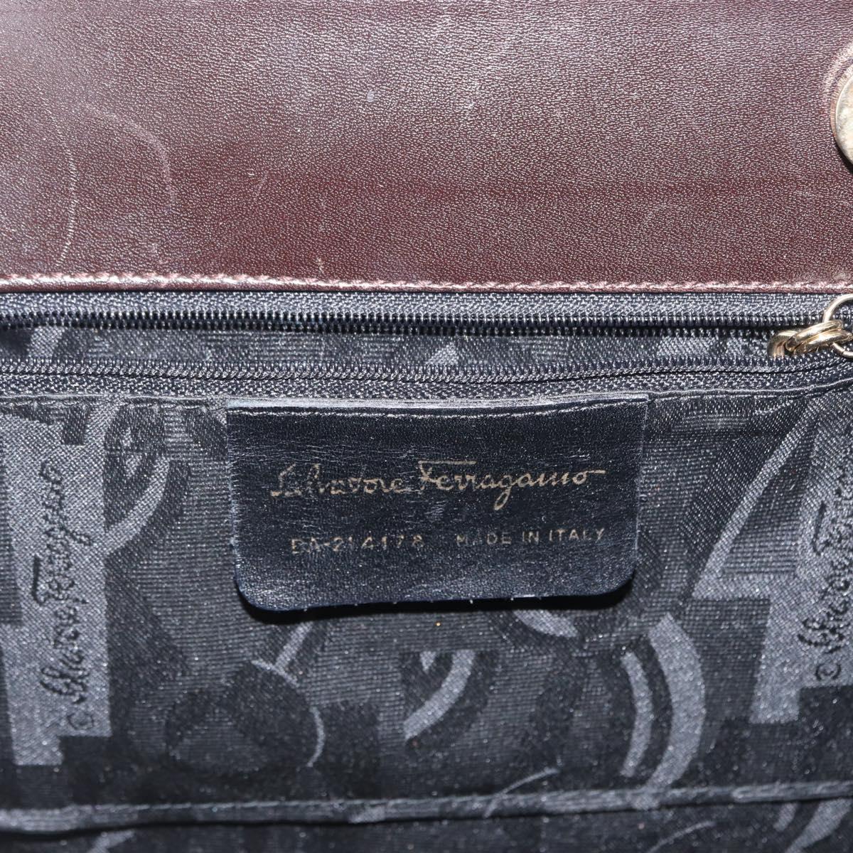 Salvatore Ferragamo Vala Hand Bag Leather 2way Brown Gold Auth BA8398