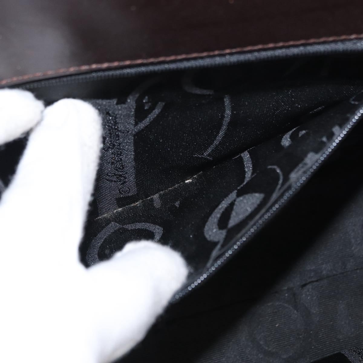 Salvatore Ferragamo Vala Hand Bag Leather 2way Brown Gold Auth BA8398