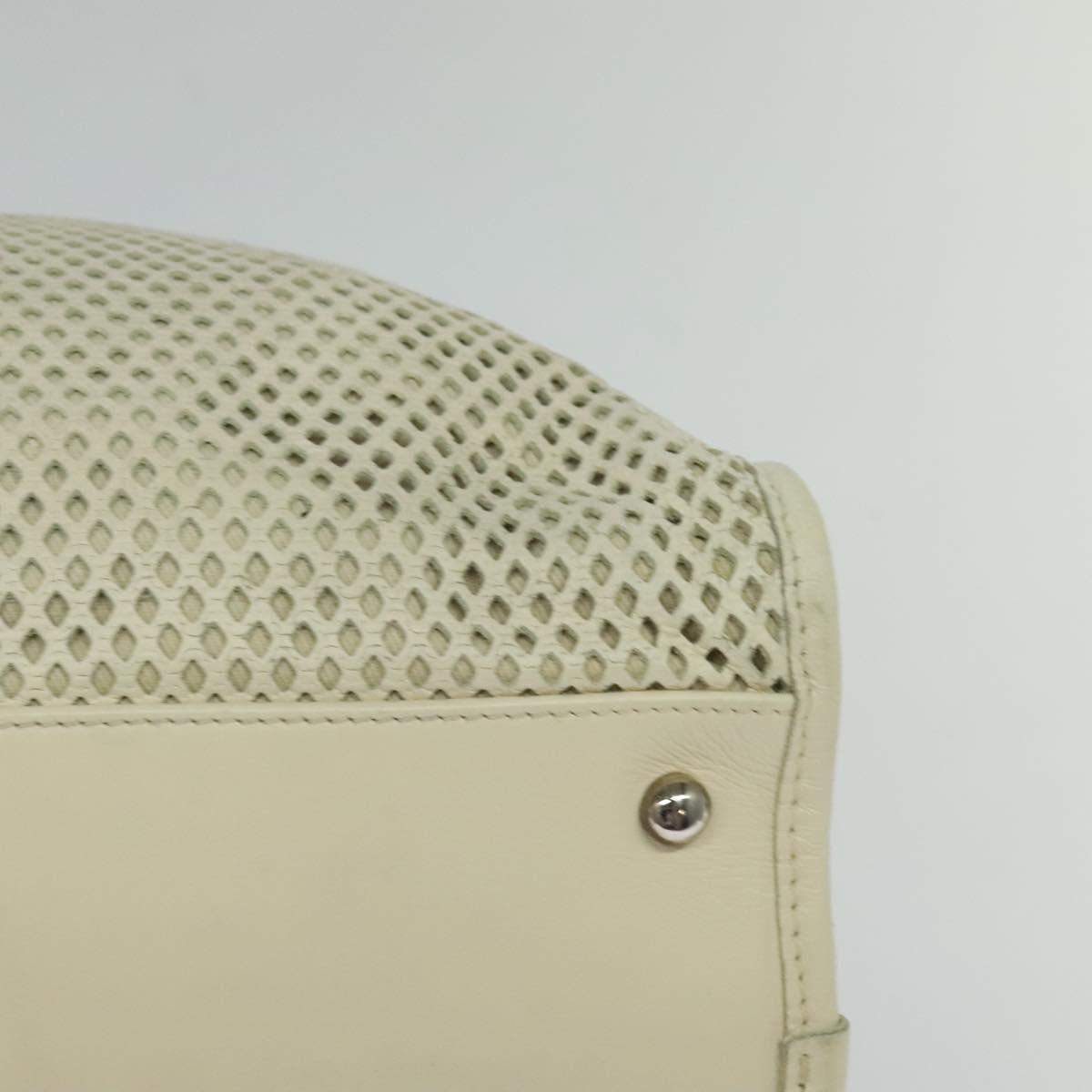 CHANEL Chain Hand Bag Leather 2way White Silver CC Auth BA840V