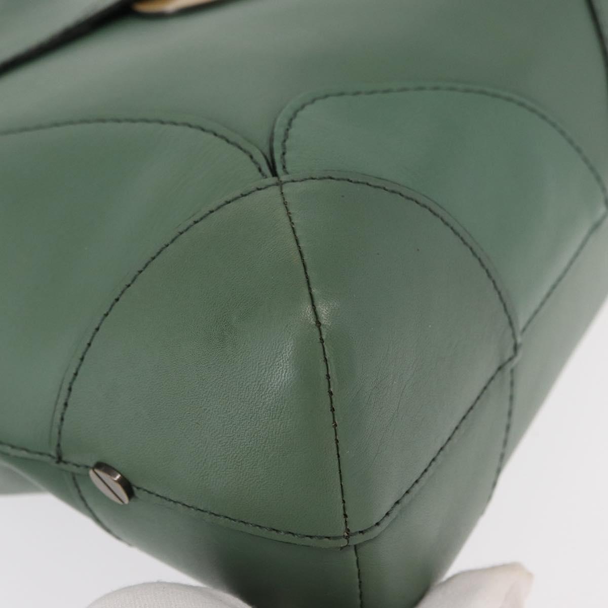 Chloe Shoulder Bag Leather Green Gold Auth BA8400