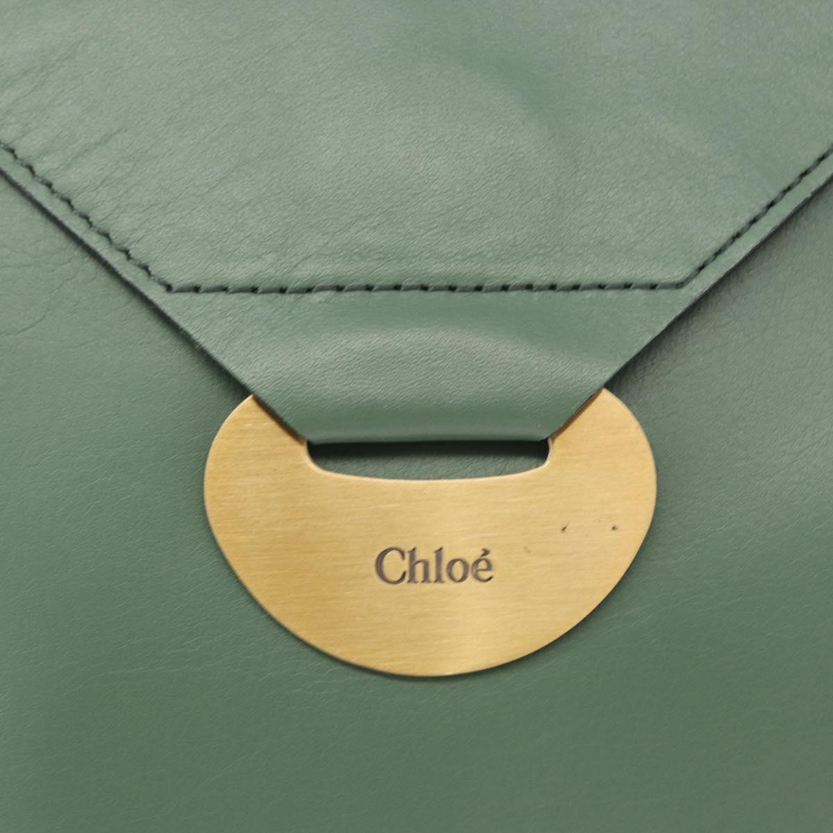 Chloe Shoulder Bag Leather Green Gold Auth BA8400