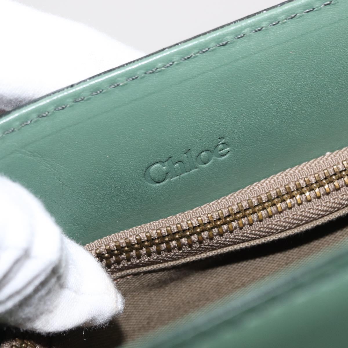 Chloe Shoulder Bag Leather Green Gold Auth BA8400