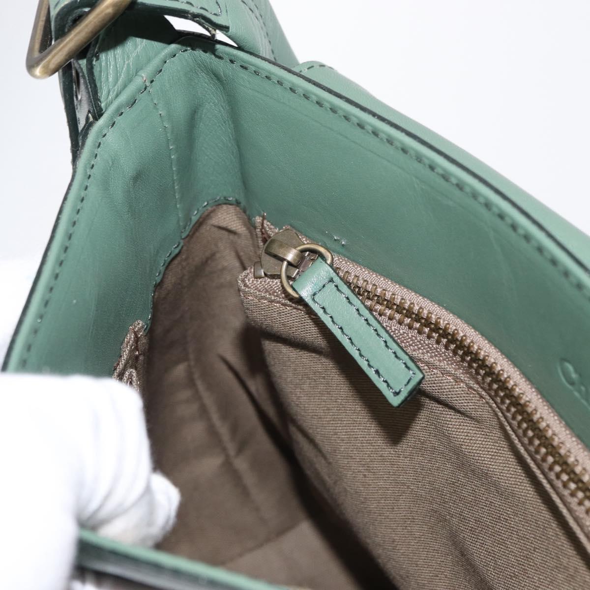 Chloe Shoulder Bag Leather Green Gold Auth BA8400