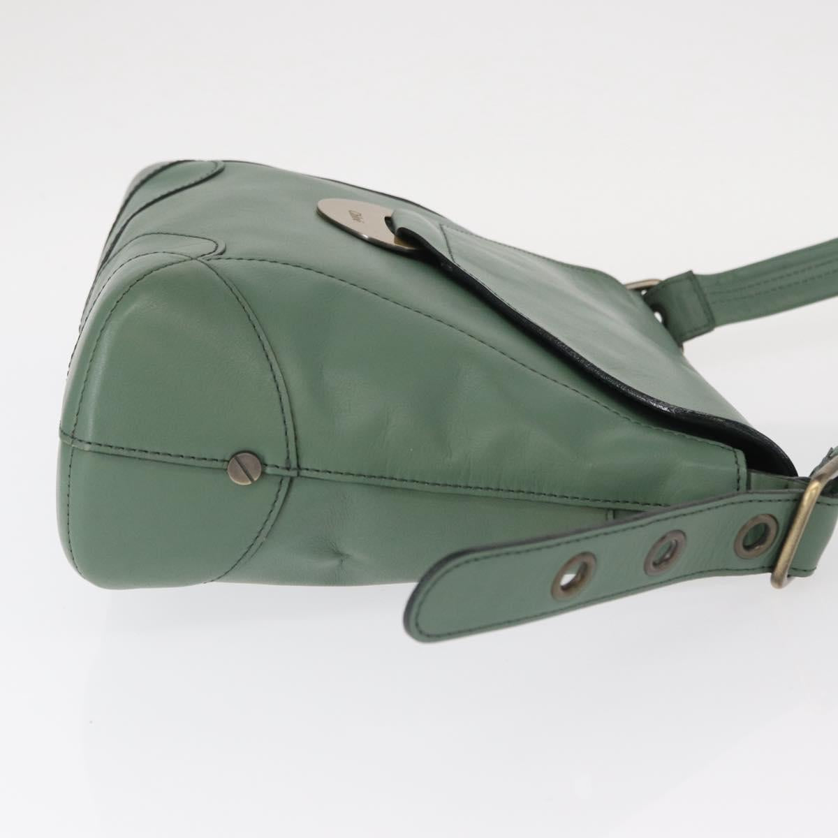 Chloe Shoulder Bag Leather Green Gold Auth BA8400