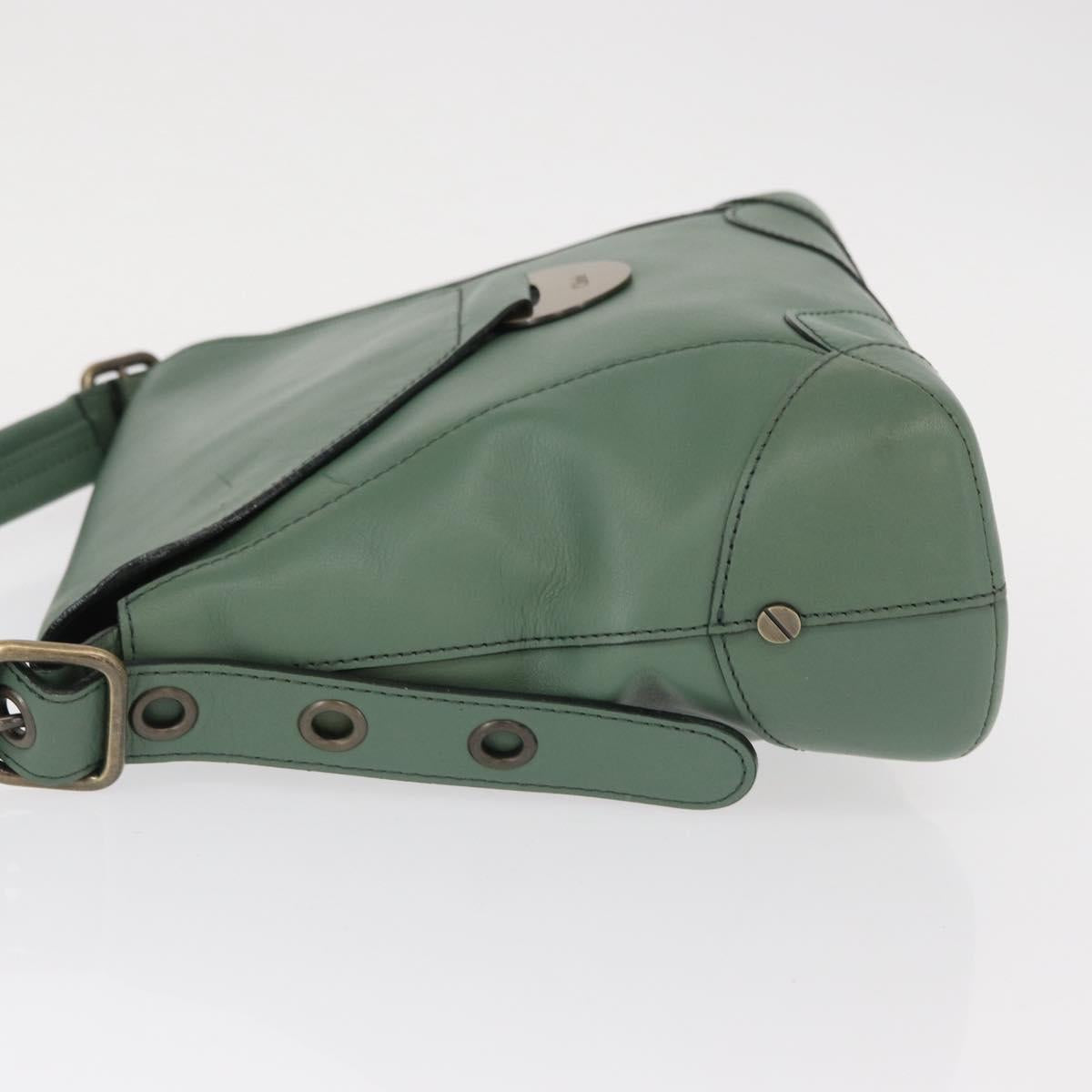 Chloe Shoulder Bag Leather Green Gold Auth BA8400