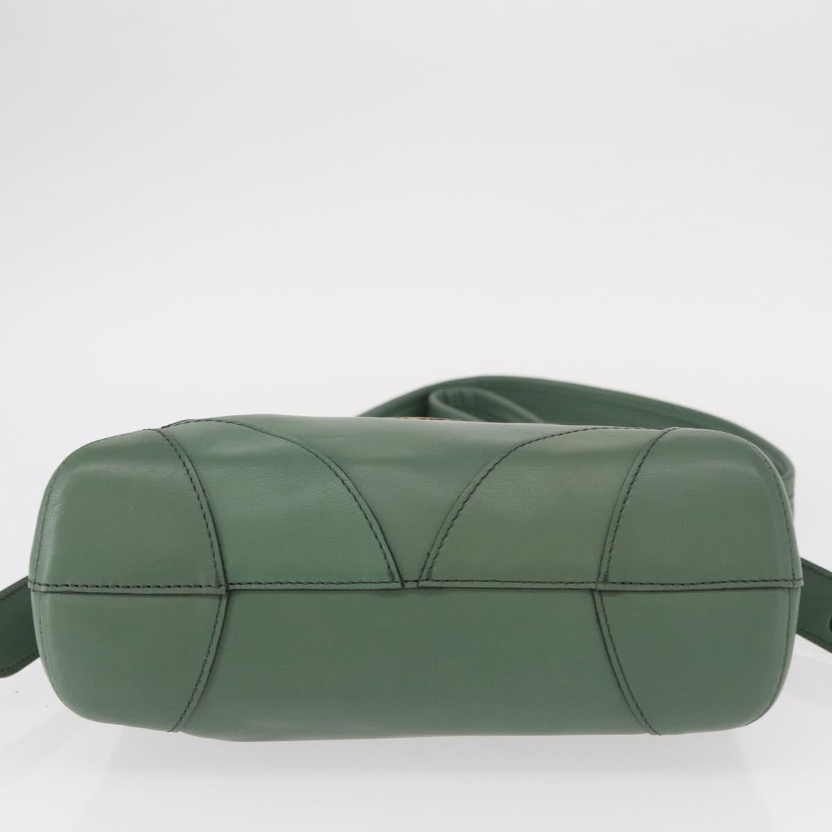 Chloe Shoulder Bag Leather Green Gold Auth BA8400