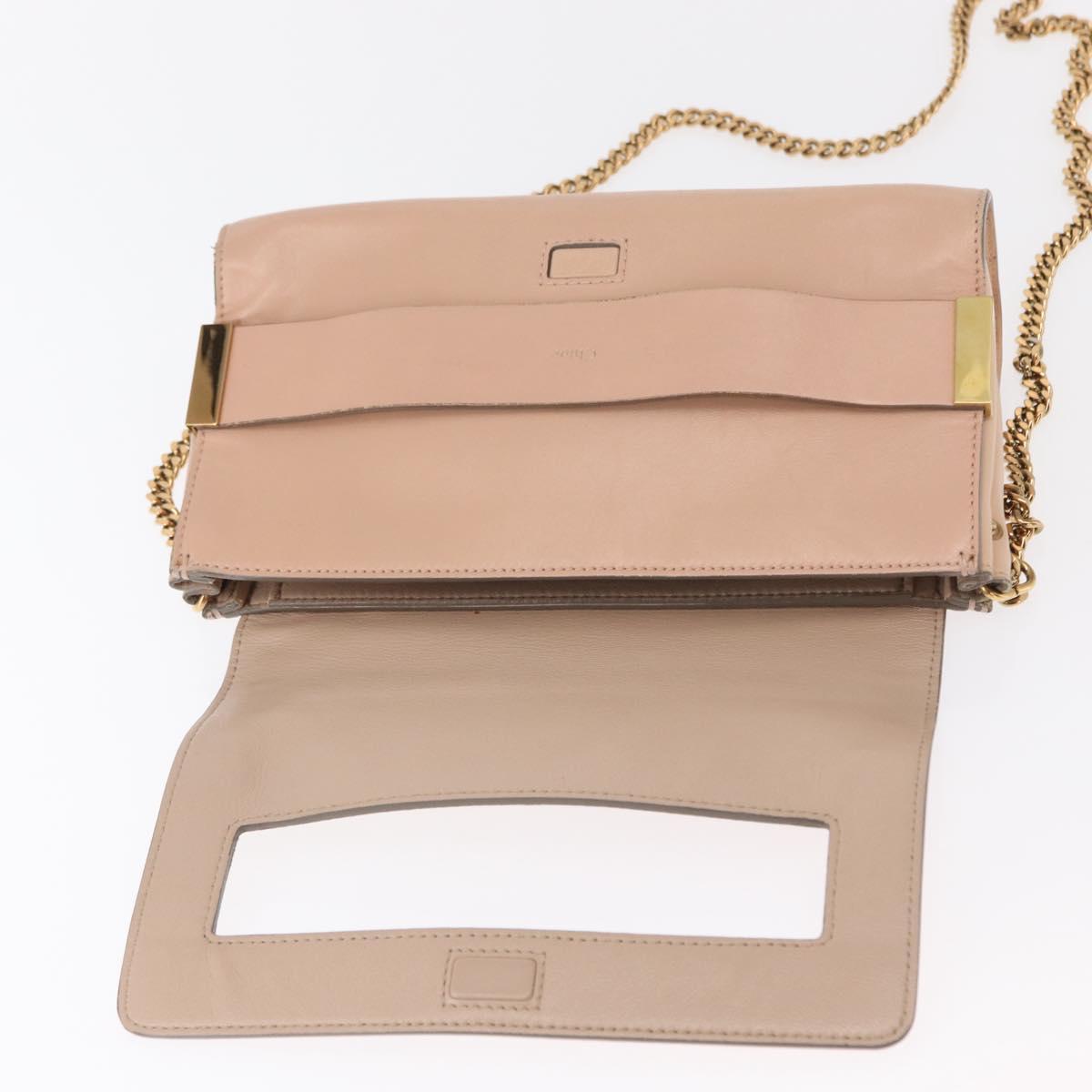 Chloe Chain Shoulder Bag Leather Pink Gold Auth BA8401