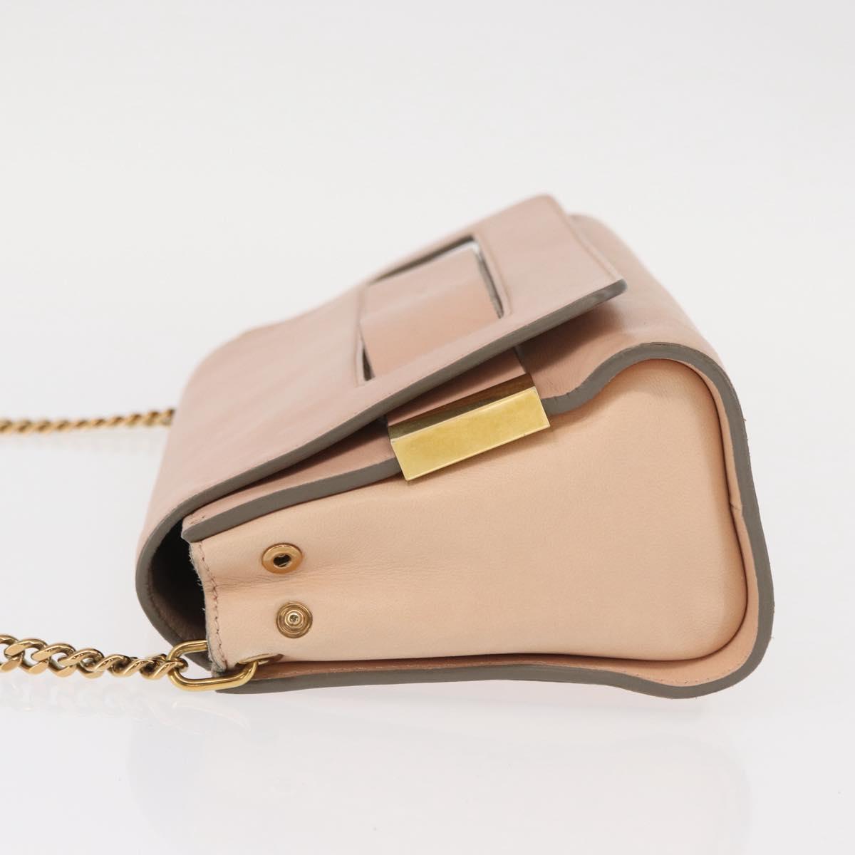 Chloe Chain Shoulder Bag Leather Pink Gold Auth BA8401