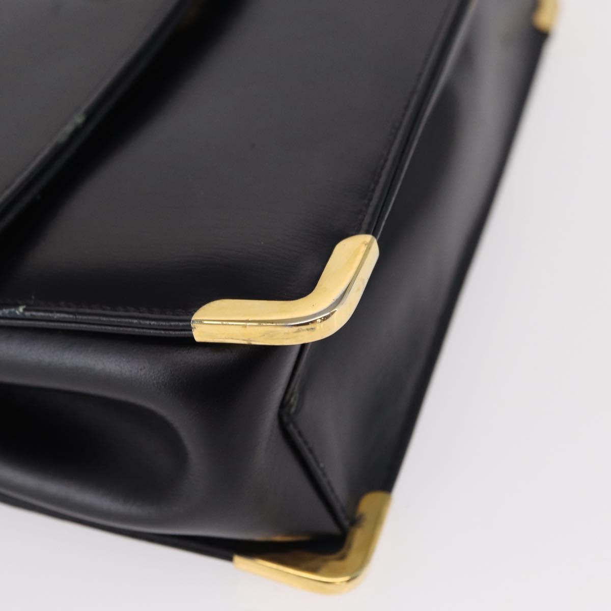 Christian Dior Shoulder Bag Leather Navy Gold Auth BA8402