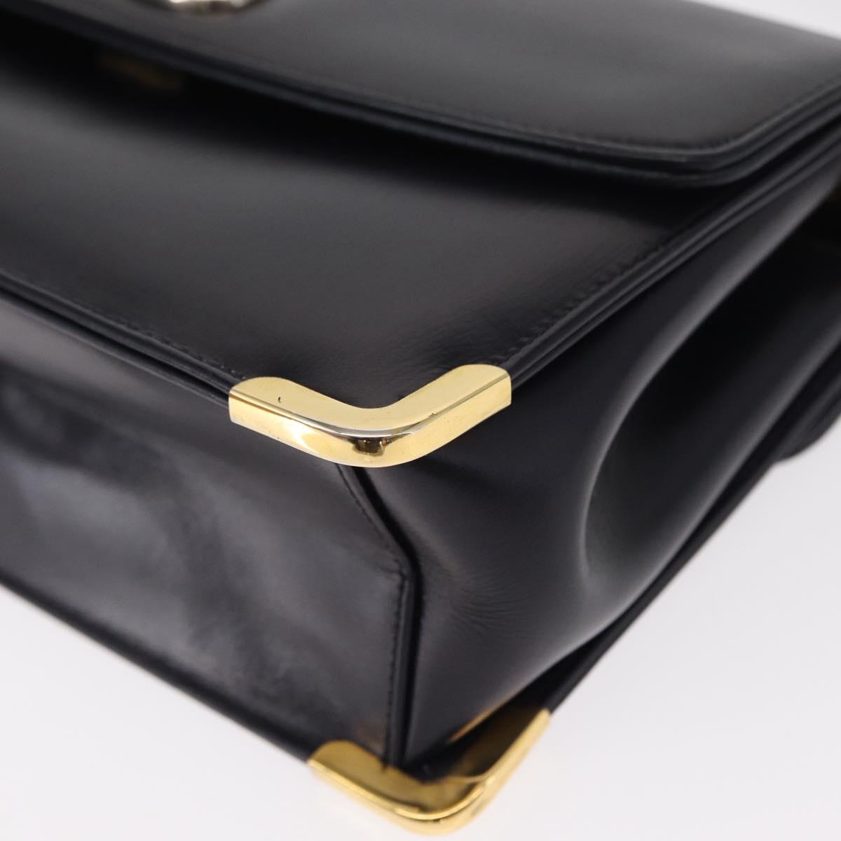 Christian Dior Shoulder Bag Leather Navy Gold Auth BA8402