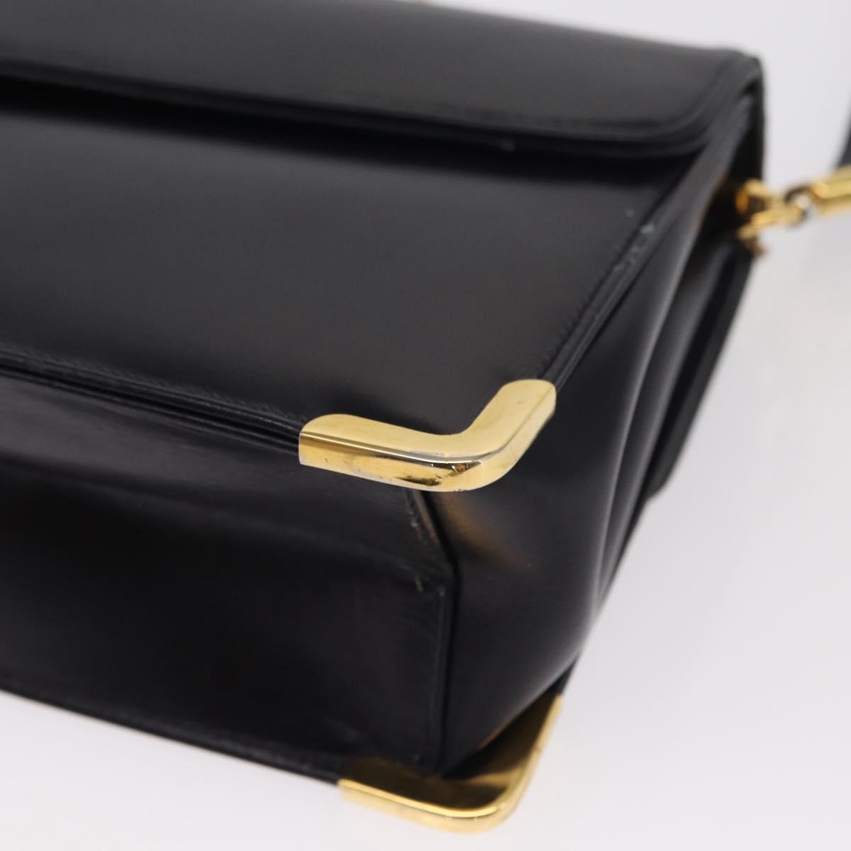 Christian Dior Shoulder Bag Leather Navy Gold Auth BA8402
