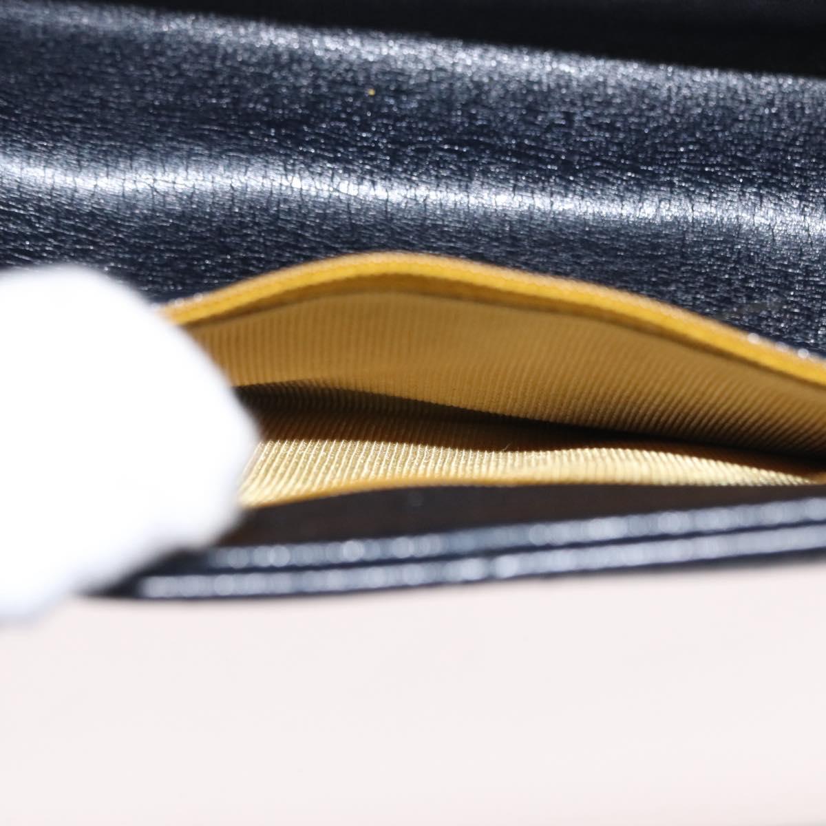 Christian Dior Shoulder Bag Leather Navy Gold Auth BA8402