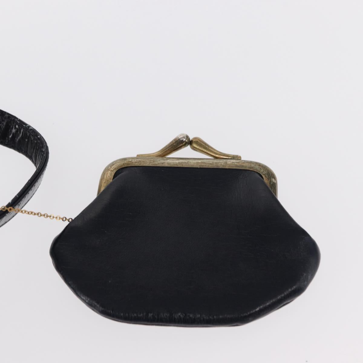 Christian Dior Shoulder Bag Leather Navy Gold Auth BA8402