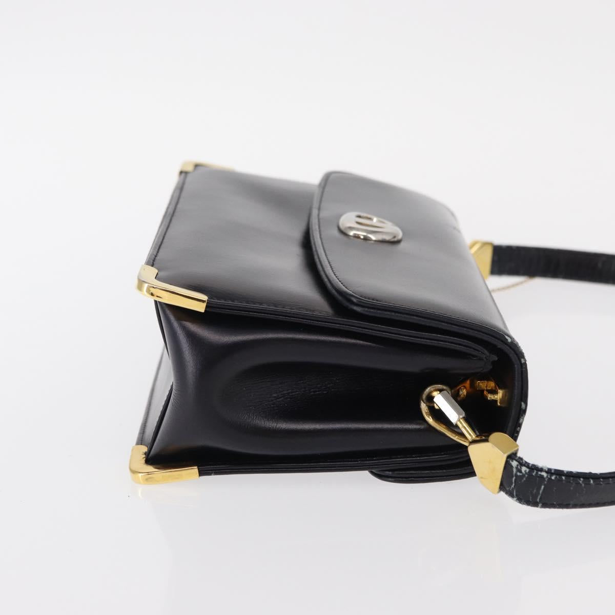 Christian Dior Shoulder Bag Leather Navy Gold Auth BA8402