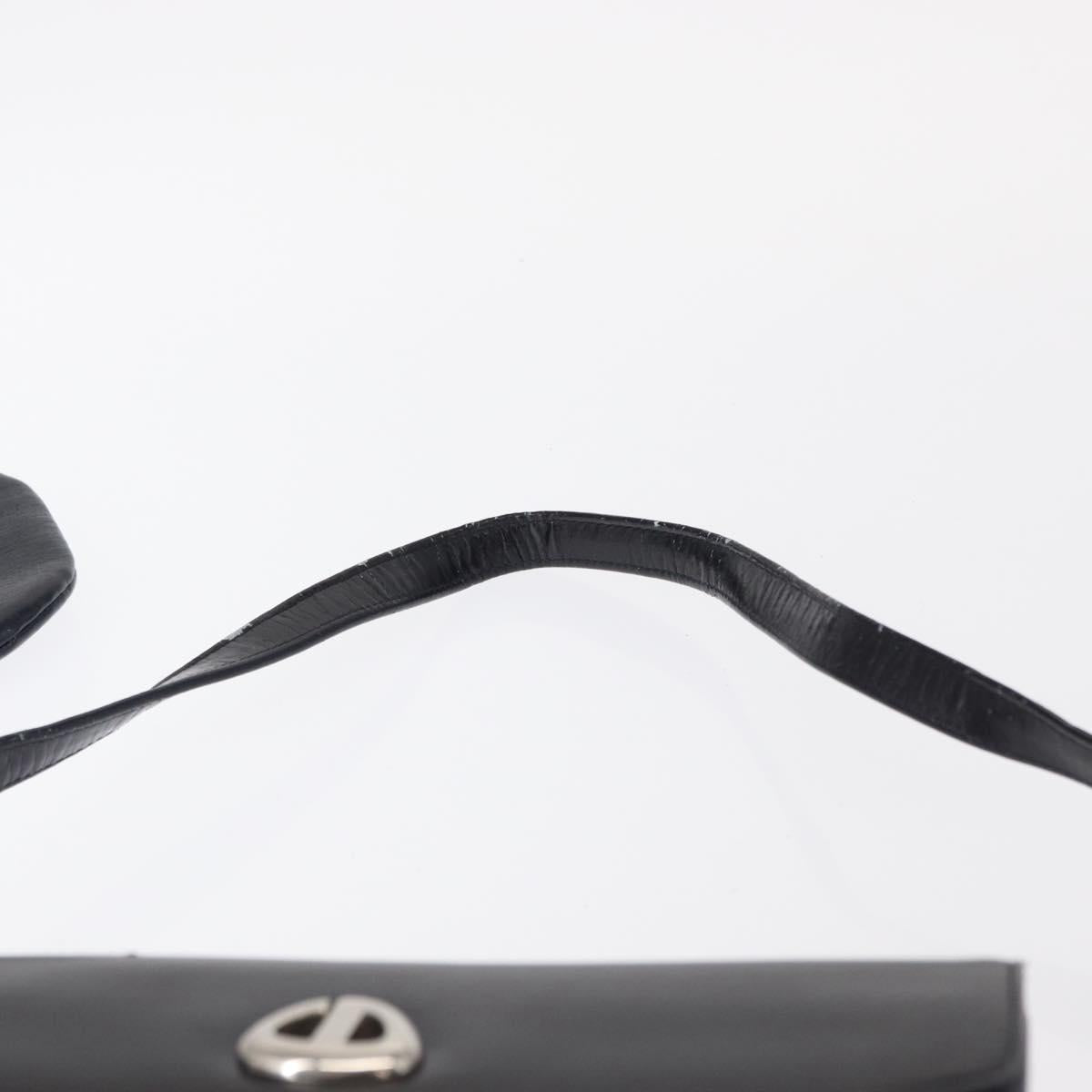 Christian Dior Shoulder Bag Leather Navy Gold Auth BA8402