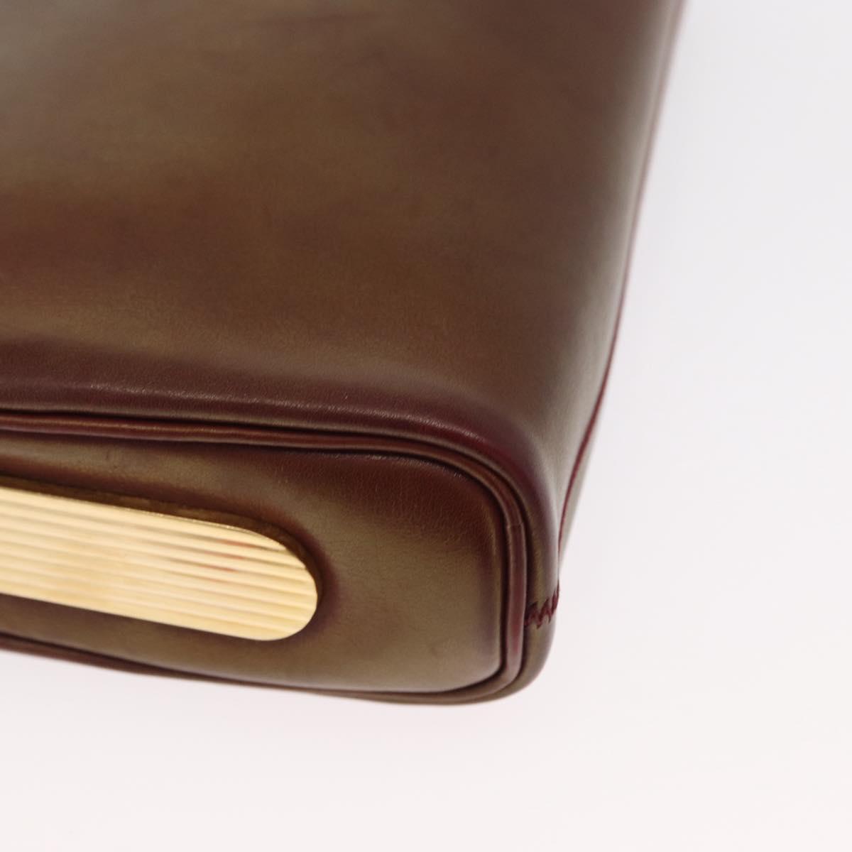 Christian Dior Chain Shoulder Bag Leather Red Gold Auth BA8405