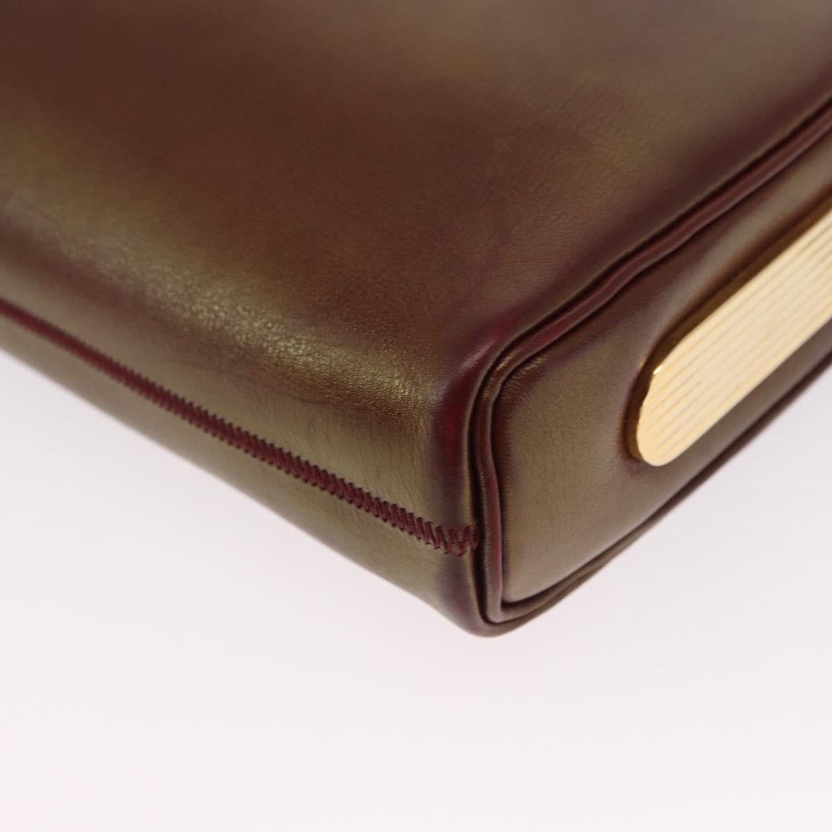 Christian Dior Chain Shoulder Bag Leather Red Gold Auth BA8405