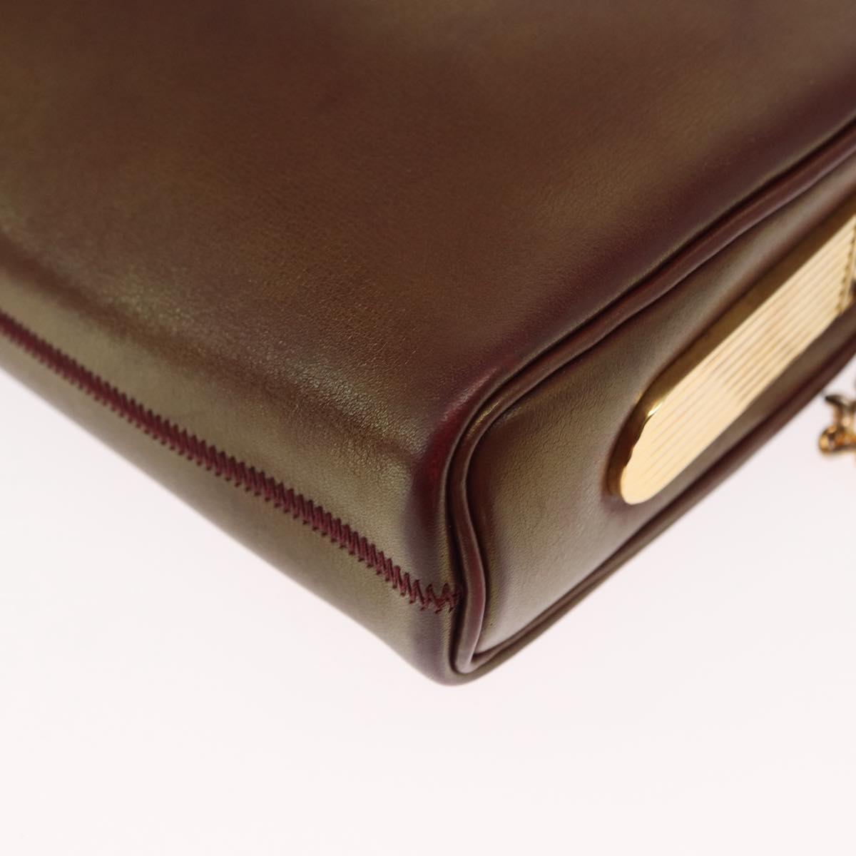 Christian Dior Chain Shoulder Bag Leather Red Gold Auth BA8405