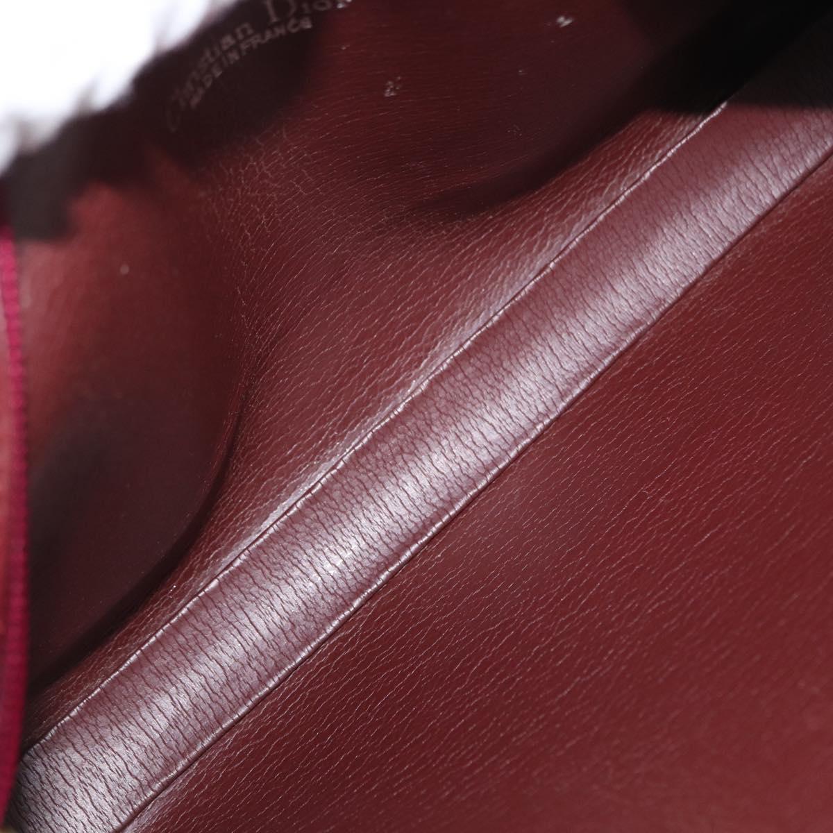 Christian Dior Chain Shoulder Bag Leather Red Gold Auth BA8405