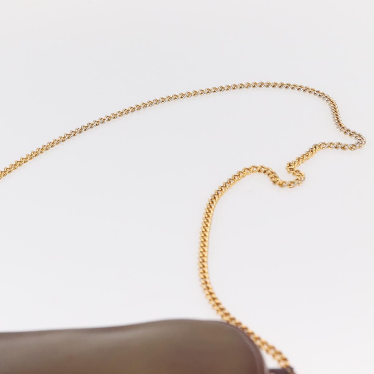 Christian Dior Chain Shoulder Bag Leather Red Gold Auth BA8405