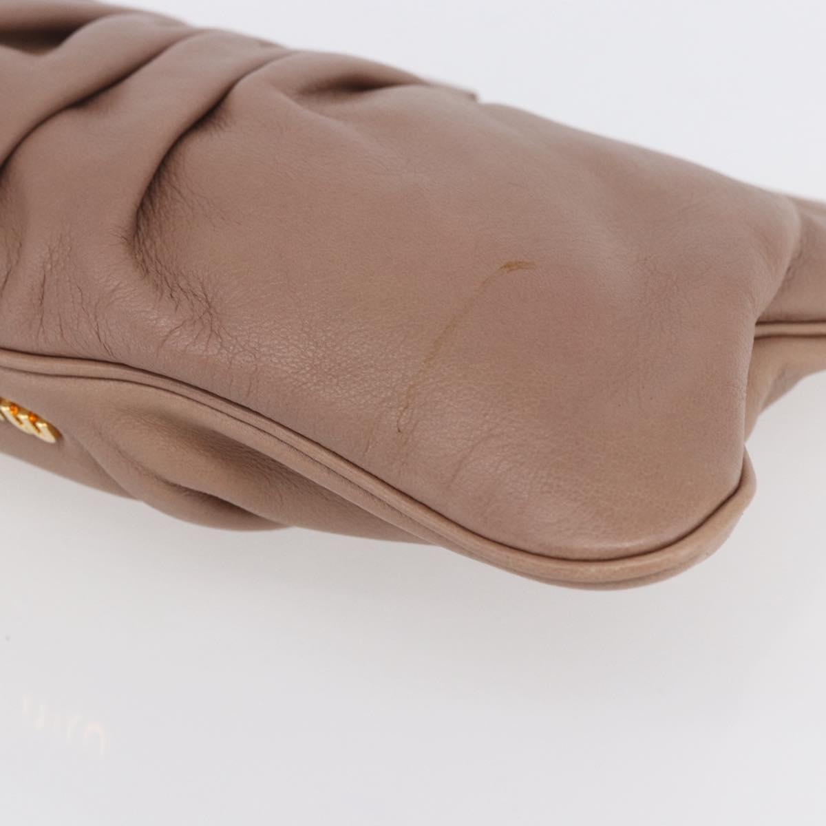 Miu Miu Clutch Bag Leather Pink Gold Auth BA8406