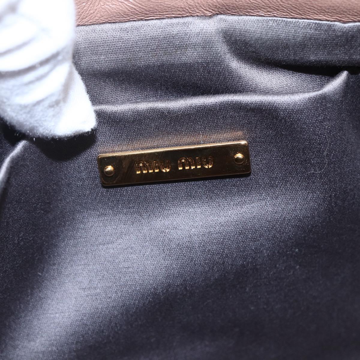Miu Miu Clutch Bag Leather Pink Gold Auth BA8406
