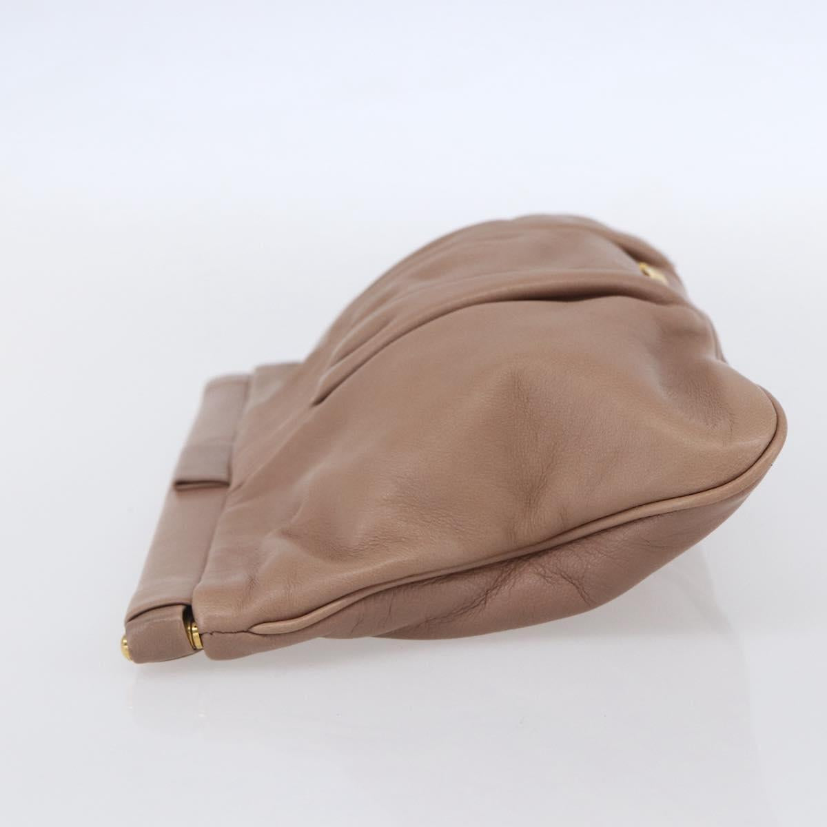 Miu Miu Clutch Bag Leather Pink Gold Auth BA8406