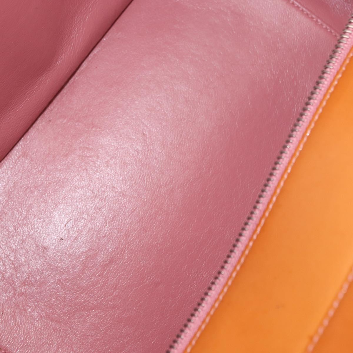 CHANEL Matelasse Chain Hand Bag Enamel Orange Silver CC Auth BA8407