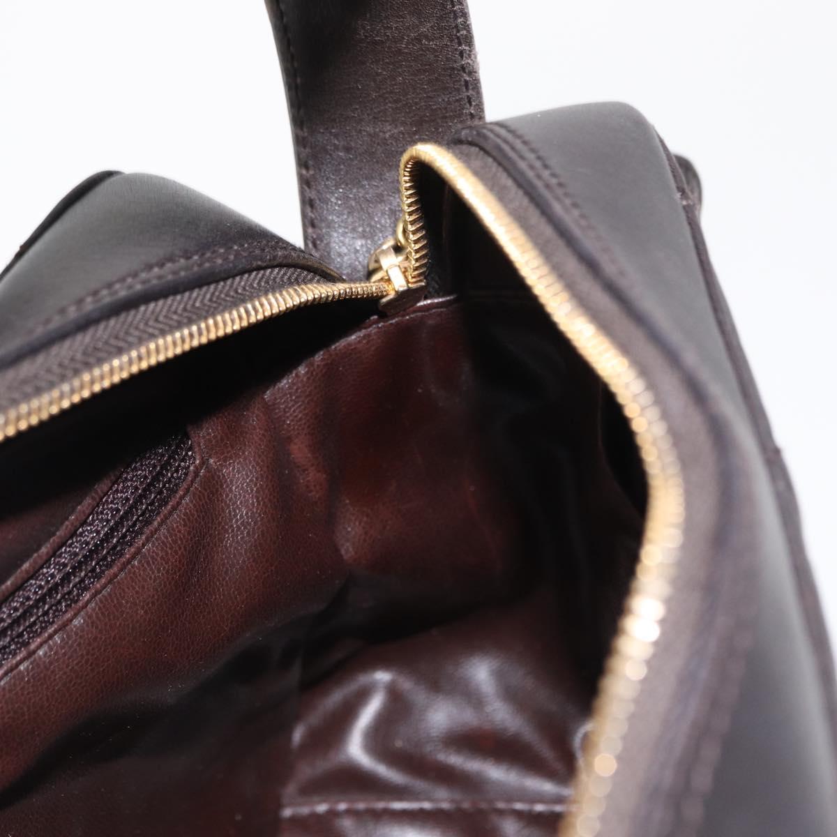 CHANEL Matelasse Shoulder Bag Lamb Skin Dark Brown Gold CC Auth BA8408