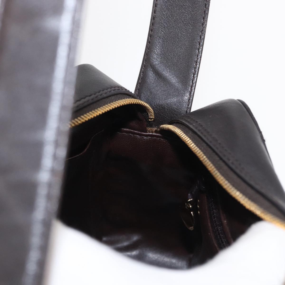 CHANEL Matelasse Shoulder Bag Lamb Skin Dark Brown Gold CC Auth BA8408