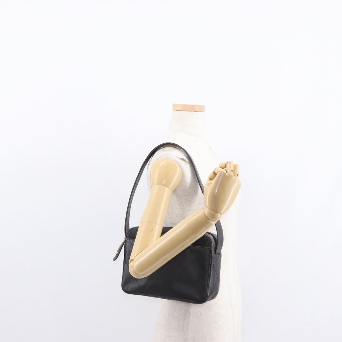 CHANEL Matelasse Shoulder Bag Lamb Skin Dark Brown Gold CC Auth BA8408