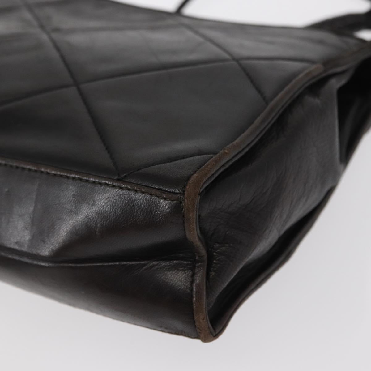 CHANEL Matelasse Shoulder Bag Lamb Skin Brown Gold CC Auth BA8409