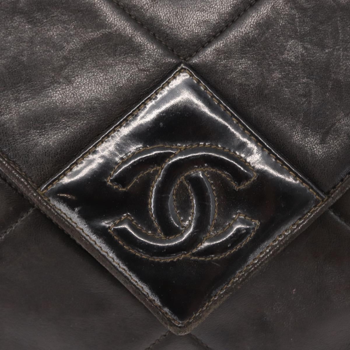 CHANEL Matelasse Shoulder Bag Lamb Skin Brown Gold CC Auth BA8409