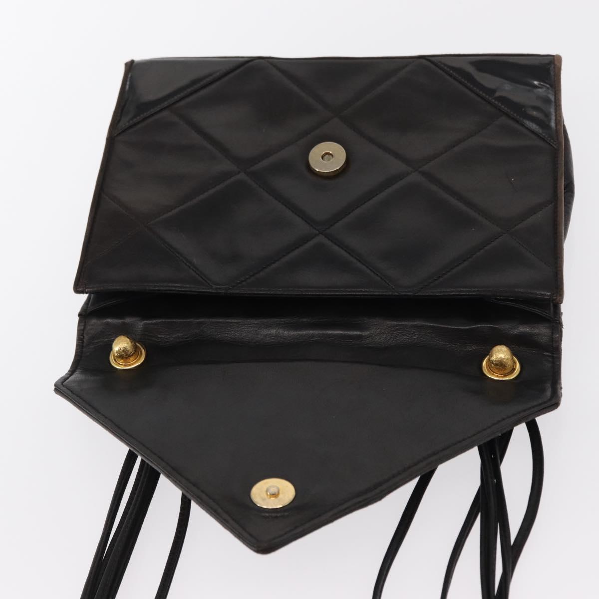 CHANEL Matelasse Shoulder Bag Lamb Skin Brown Gold CC Auth BA8409