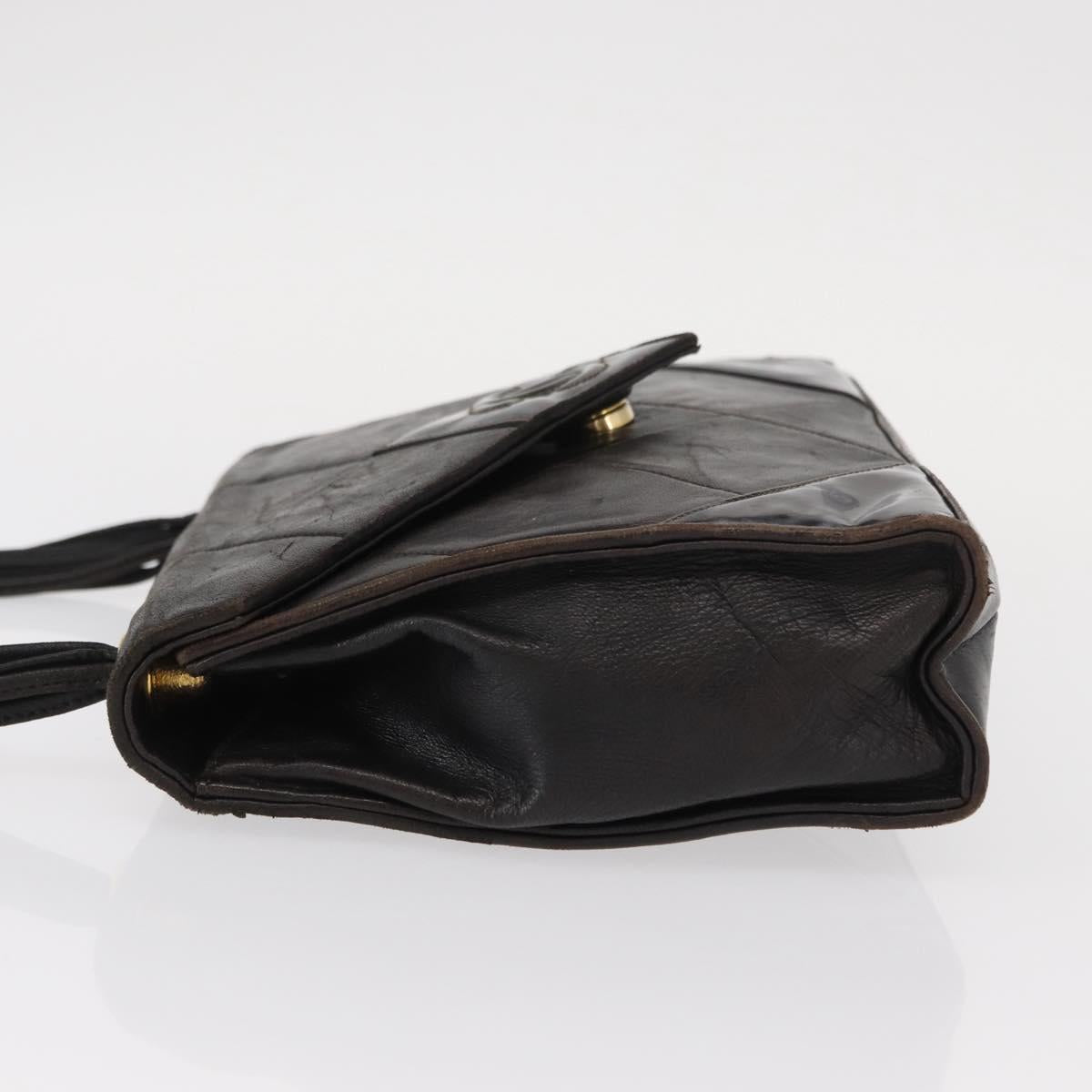 CHANEL Matelasse Shoulder Bag Lamb Skin Brown Gold CC Auth BA8409