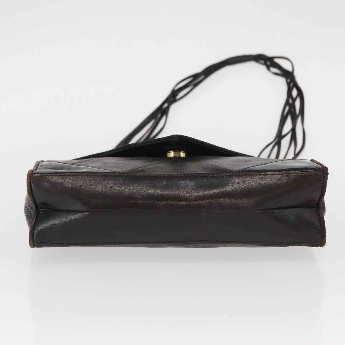 CHANEL Matelasse Shoulder Bag Lamb Skin Brown Gold CC Auth BA8409