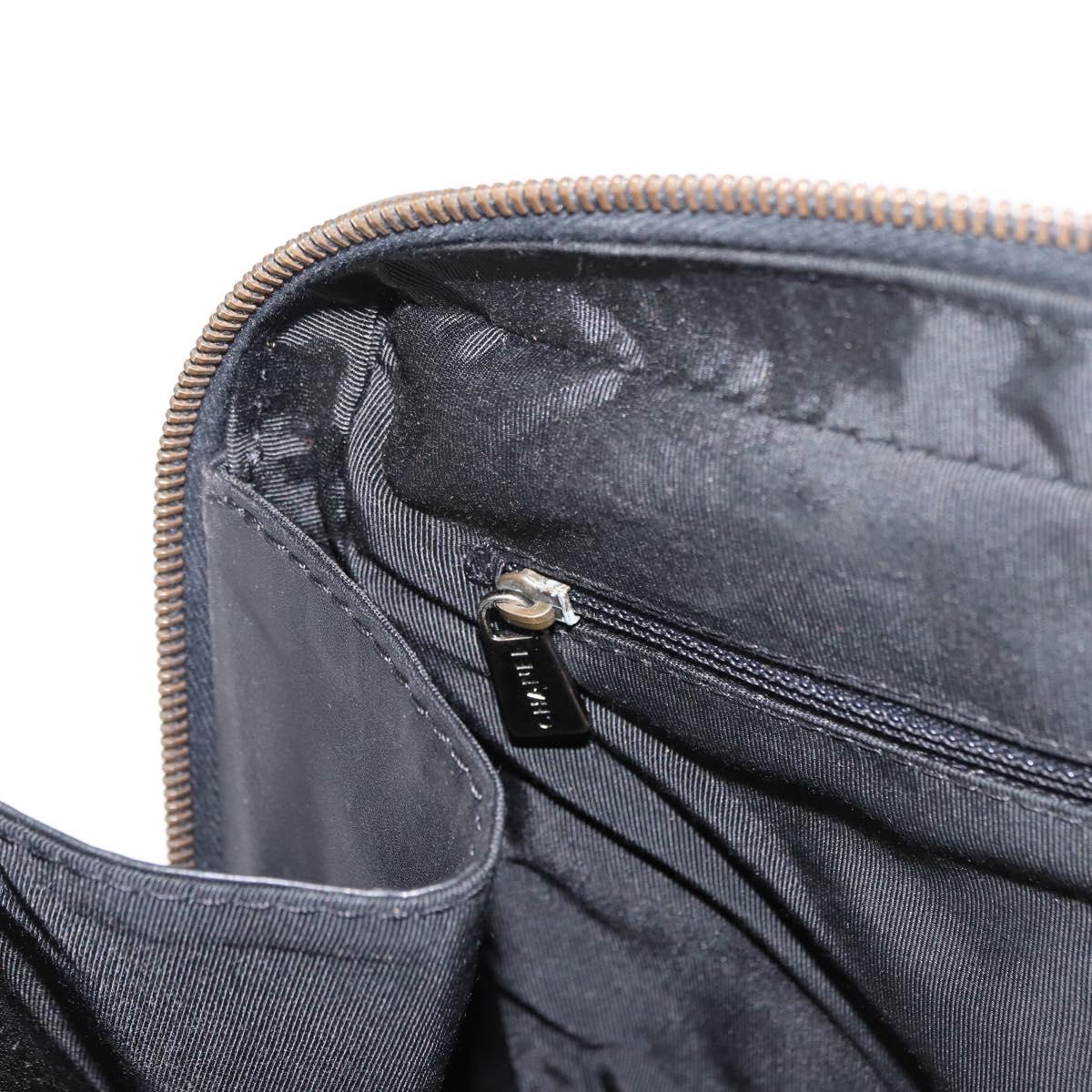 CHANEL Wild stitch Hand Bag Lamb Skin Black CC Auth BA8410