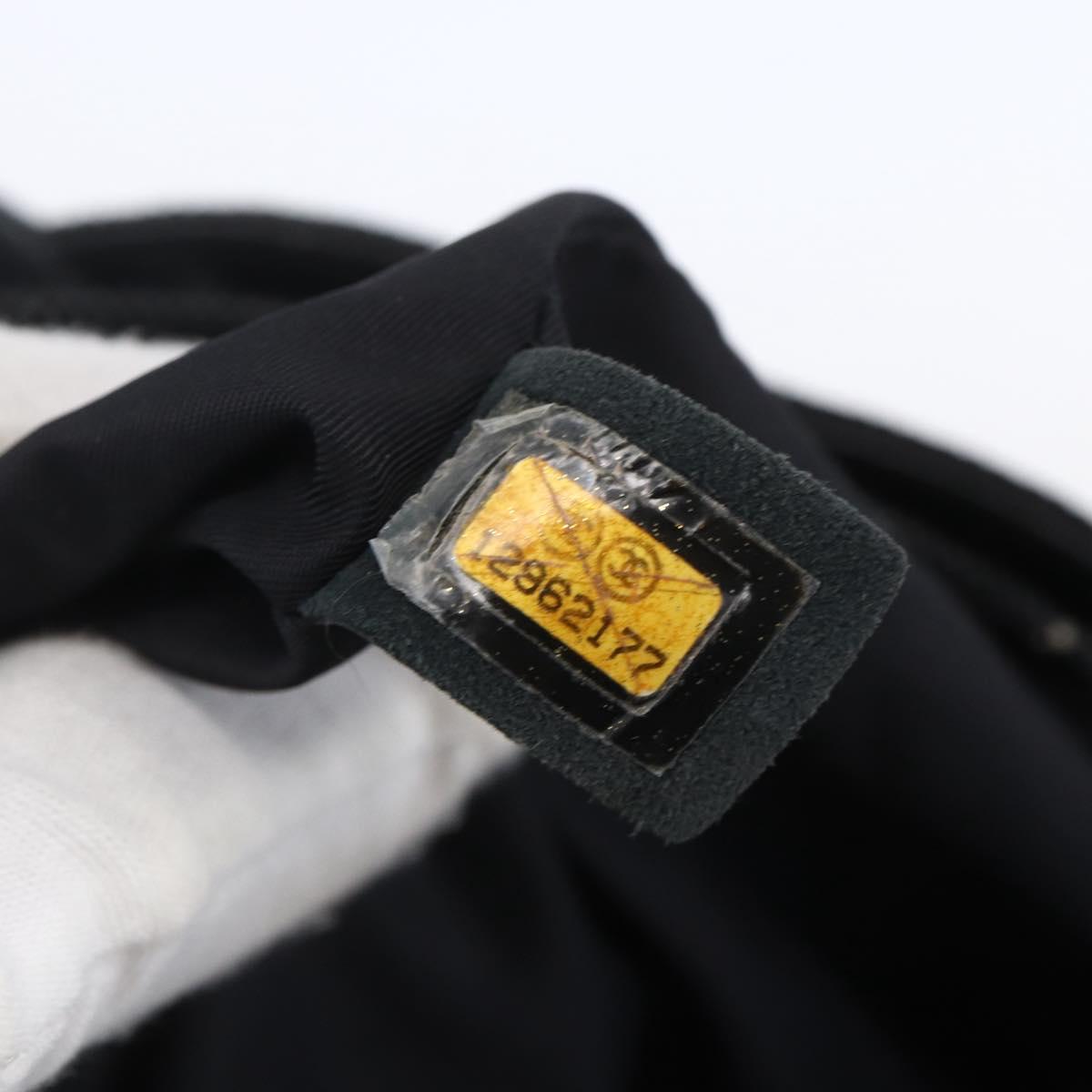 CHANEL Paris Biarritz MM Tote Bag Coated Canvas Black Silver CC Auth BA8414