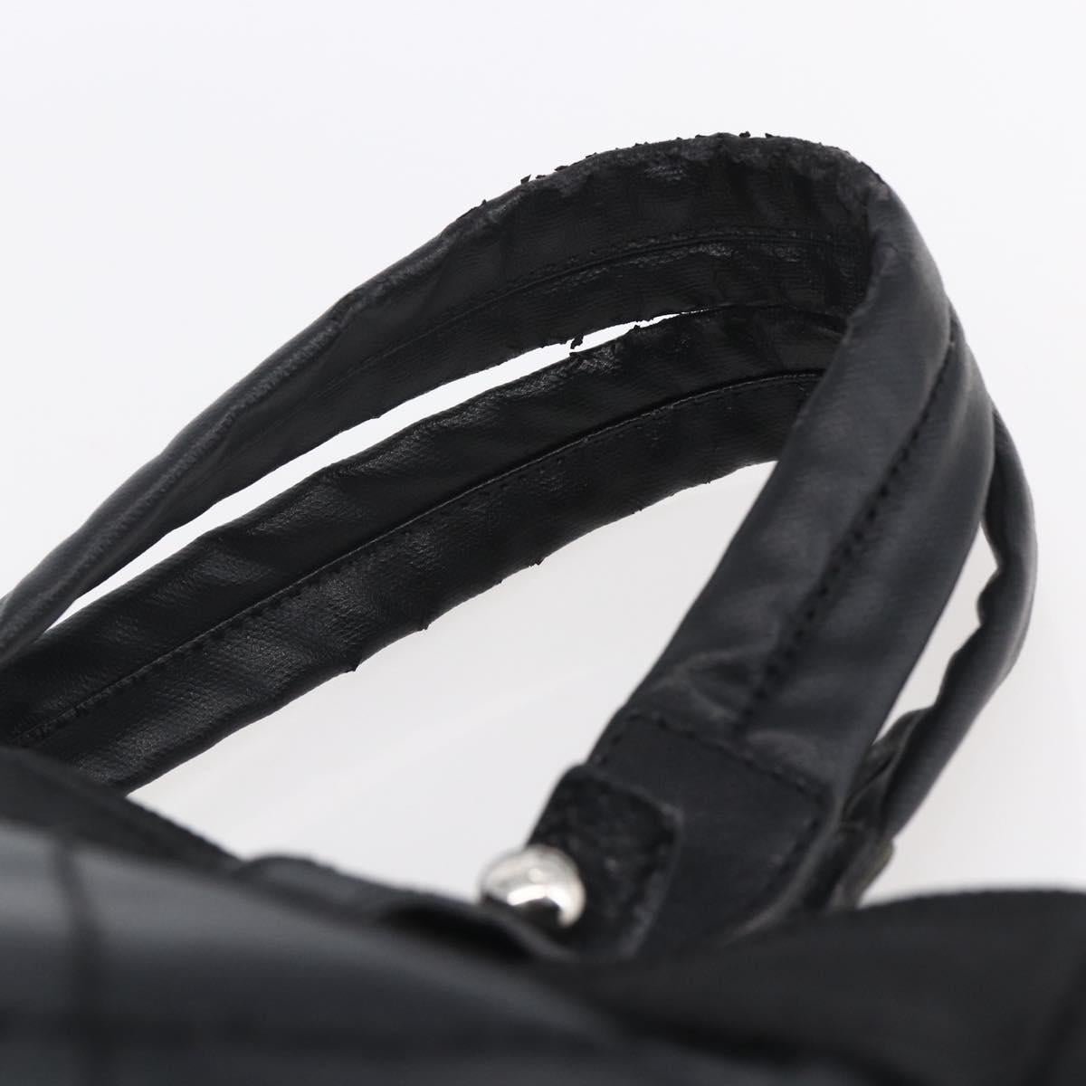 CHANEL Paris Biarritz MM Tote Bag Coated Canvas Black Silver CC Auth BA8414