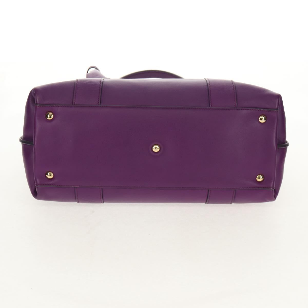 Salvatore Ferragamo Gancini Hand Bag Leather Purple Gold Auth BA8415V