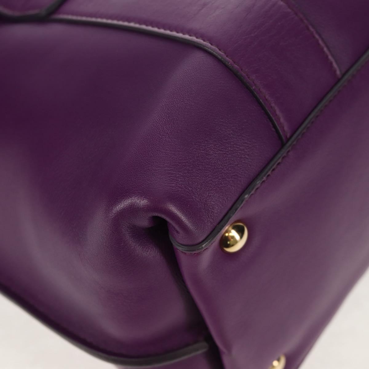 Salvatore Ferragamo Gancini Hand Bag Leather Purple Gold Auth BA8415V