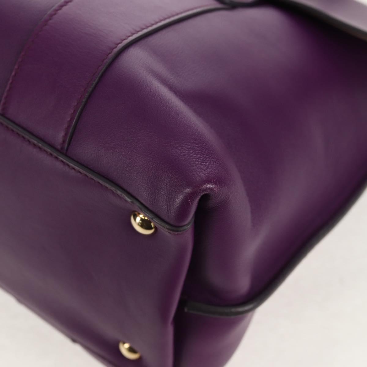 Salvatore Ferragamo Gancini Hand Bag Leather Purple Gold Auth BA8415V