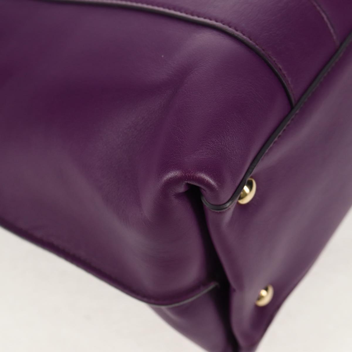 Salvatore Ferragamo Gancini Hand Bag Leather Purple Gold Auth BA8415V