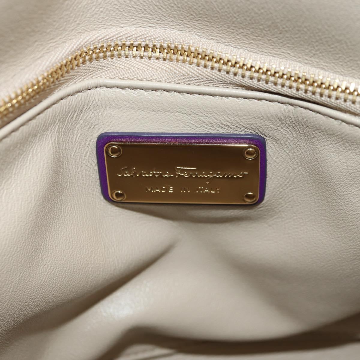 Salvatore Ferragamo Gancini Hand Bag Leather Purple Gold Auth BA8415V