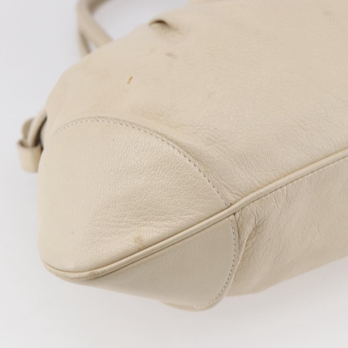 Salvatore Ferragamo Gancini Shoulder Bag Leather Beige Silver Auth BA8418