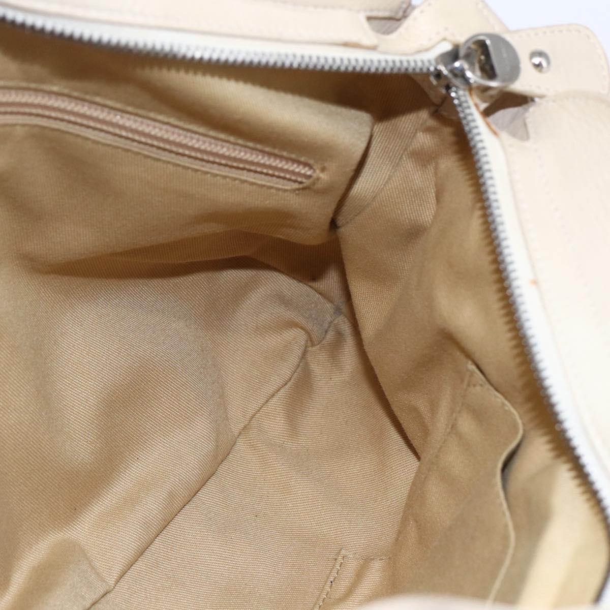Salvatore Ferragamo Gancini Shoulder Bag Leather Beige Silver Auth BA8418