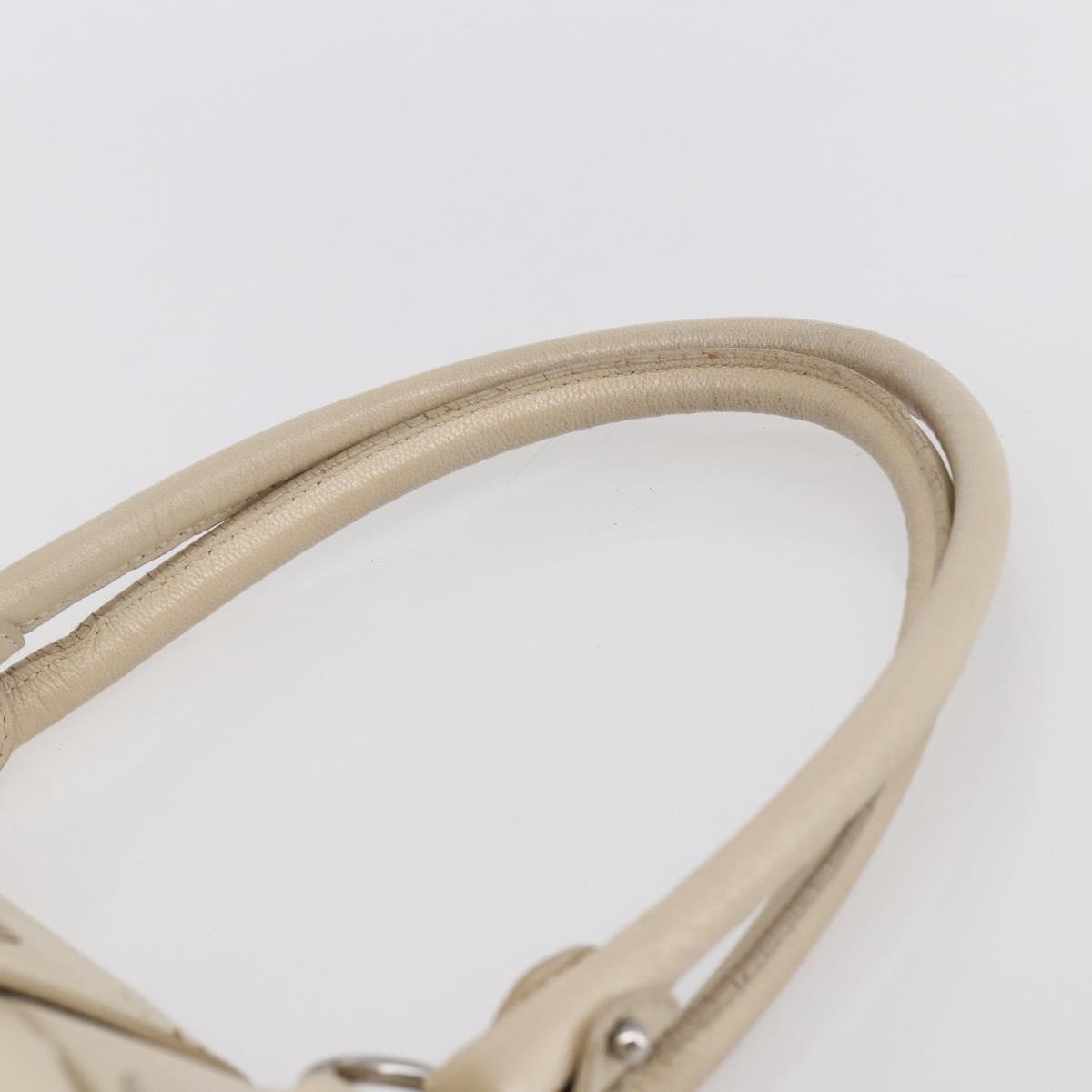 Salvatore Ferragamo Gancini Shoulder Bag Leather Beige Silver Auth BA8418