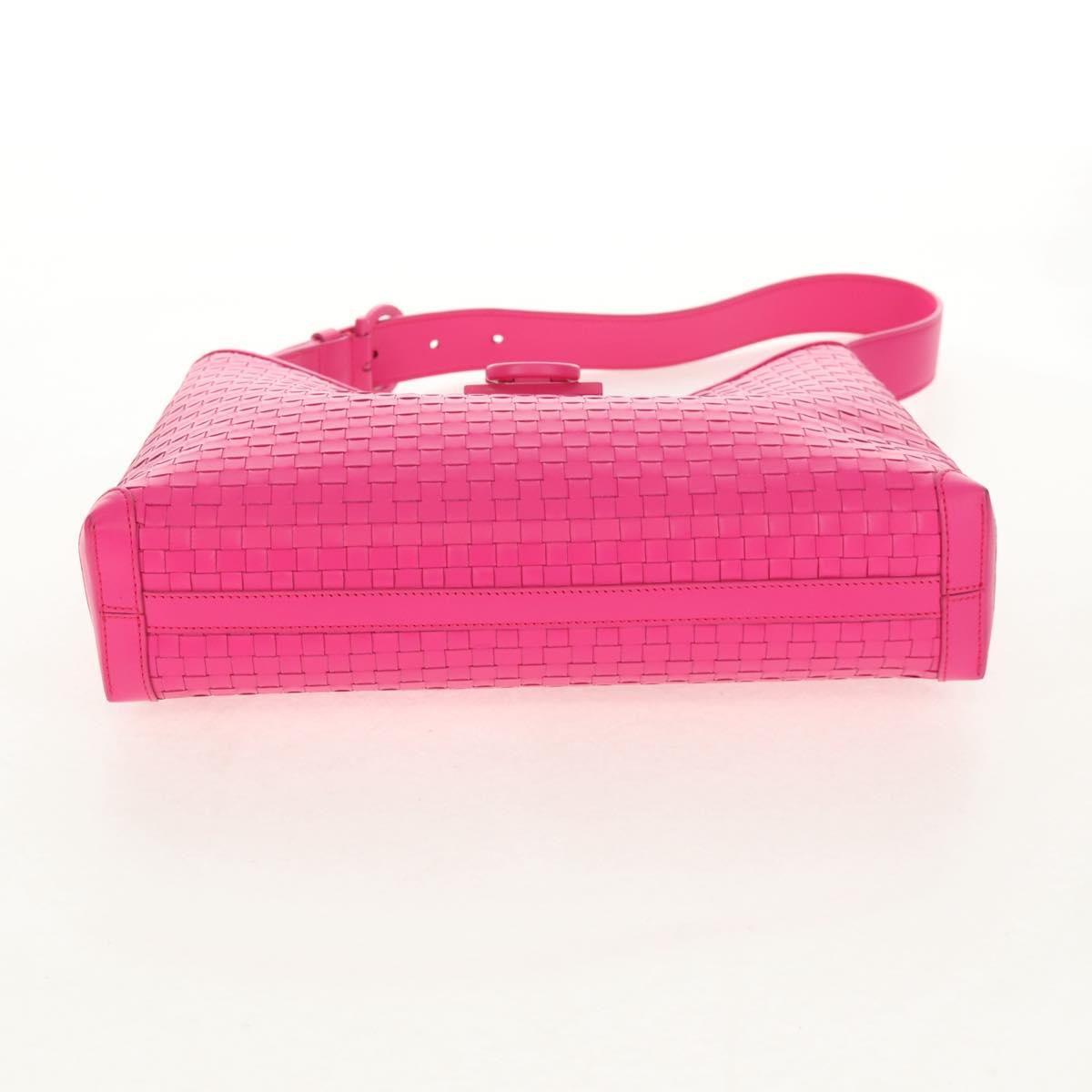 Salvatore Ferragamo Gancini Shoulder Bag Leather Pink Silver Auth BA8419V